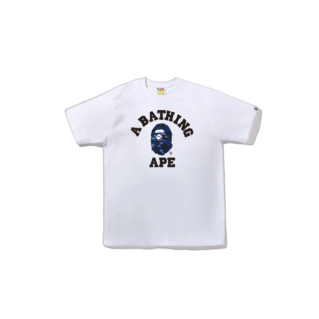 College Arch Ape Tee — White / Navy