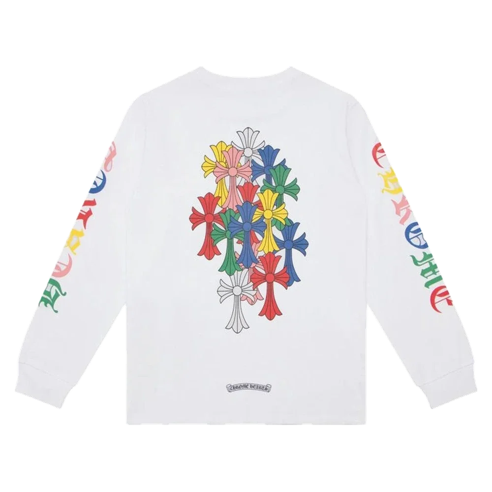 Gothic Cross Long Sleeve — Rainbow Cross White