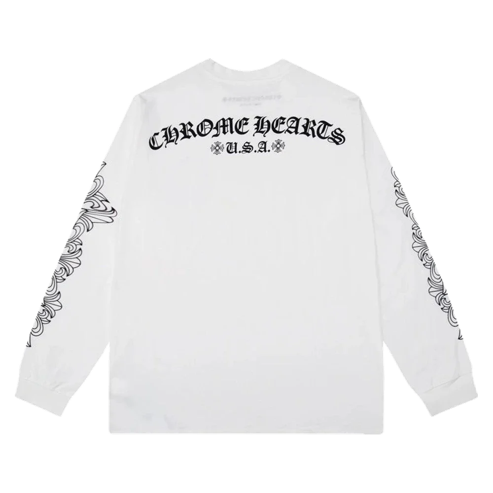 Gothic Cross Long Sleeve — Classic Logo White
