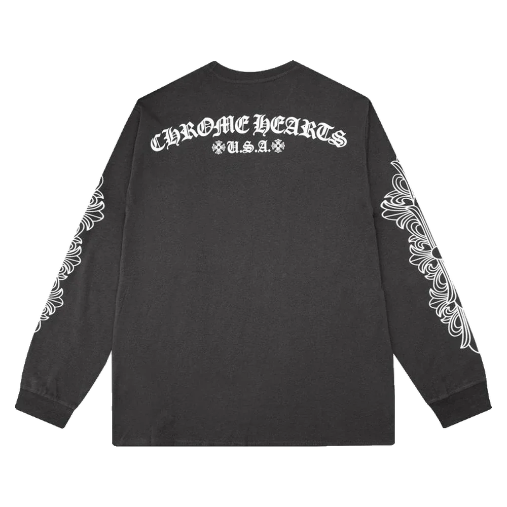 Gothic Cross Long Sleeve — Classic Logo Charcoal