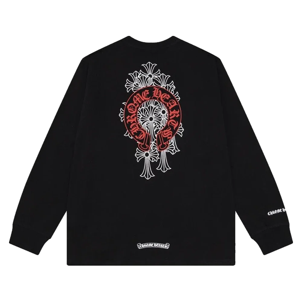 Gothic Cross Long Sleeve — Crimson Crest Black