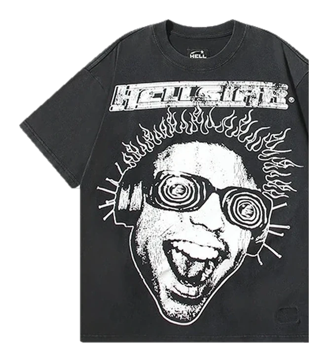 Hellstar-Style Washed Vintage Tee — Washed Black — No. 602