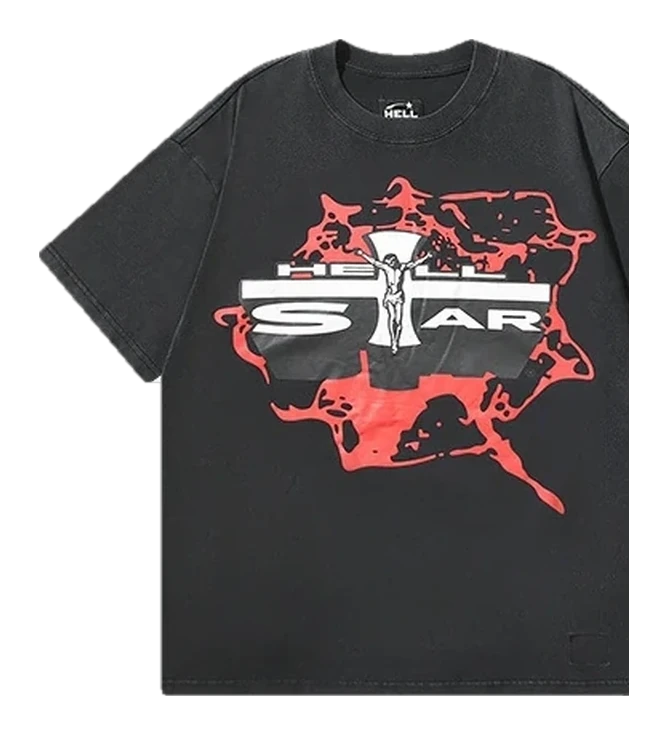 Hellstar-Style Washed Vintage Tee — Washed Black — No. 605