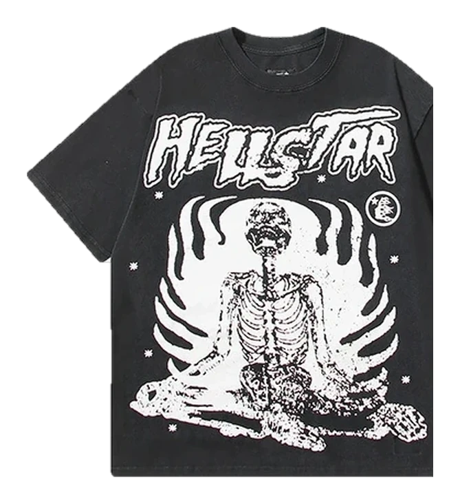 Hellstar-Style Washed Vintage Tee — Washed Black — No. 608