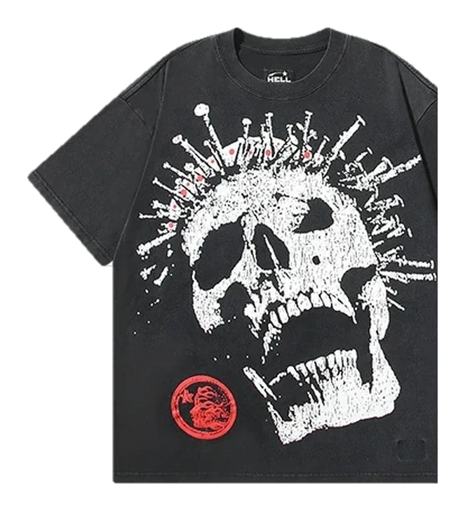 Hellstar-Style Washed Vintage Tee — Washed Black — No. 609