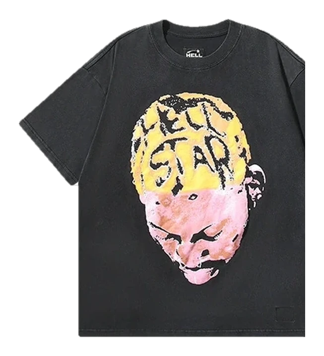 Hellstar-Style Washed Vintage Tee — Washed Black — No. 610