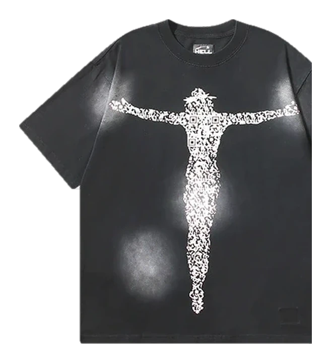 Hellstar-Style Washed Vintage Tee — Washed Black — No. 612