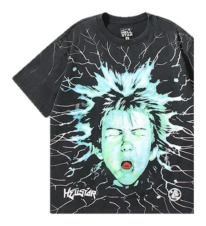 Hellstar-Style Washed Vintage Tee — Washed Black — No. 616