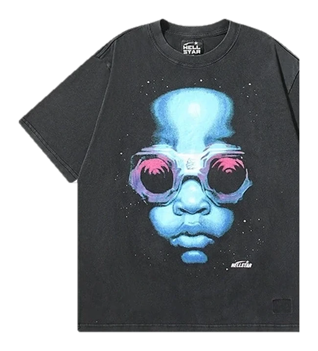 Hellstar-Style Washed Vintage Tee — Washed Black — No. 617