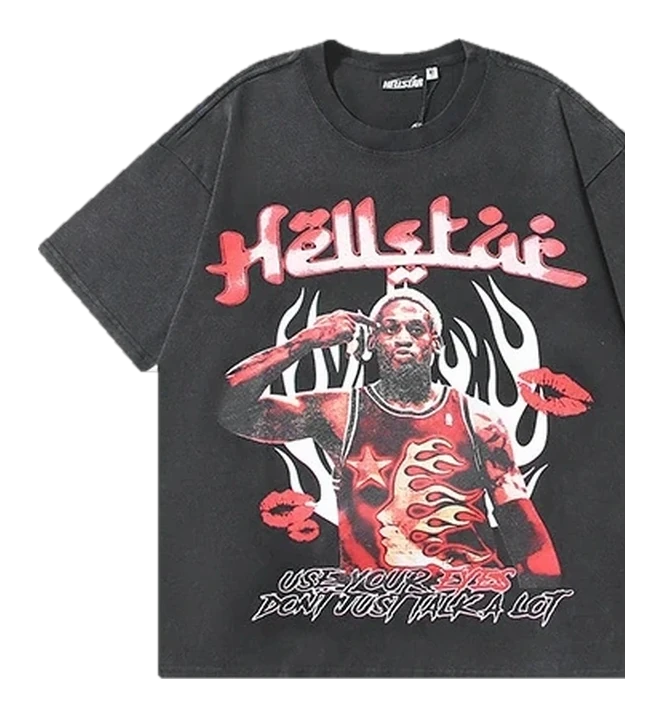 Hellstar-Style Washed Vintage Tee — Washed Black — No. 639