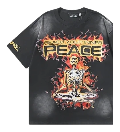 Hellstar-Style Washed Vintage Tee — Washed Black — No. 653