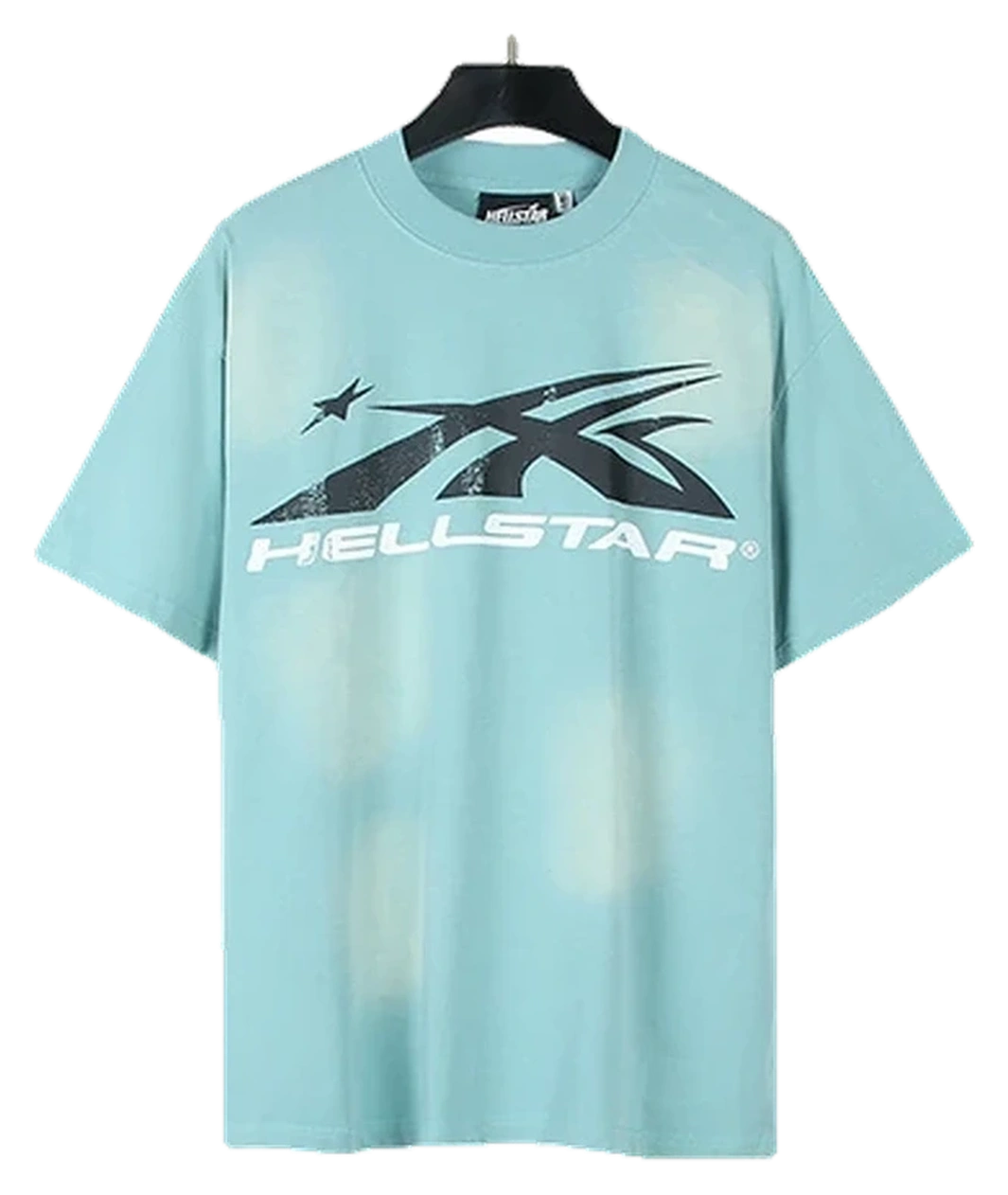 Hellstar-Style Washed Vintage Tee — Washed Lake Blue — No. 676