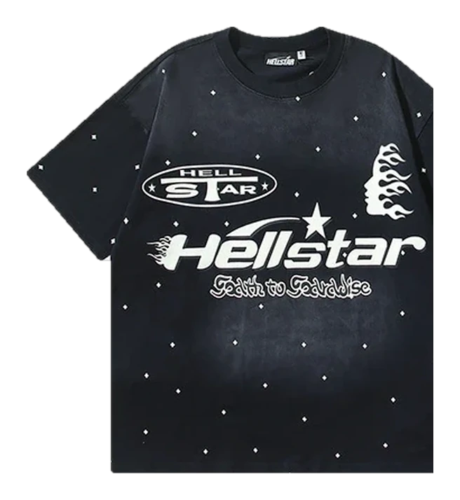Hellstar-Style Washed Vintage Tee — Washed Black — No. 677