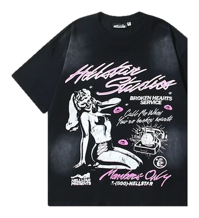 Hellstar-Style Washed Vintage Tee — Washed Black — No. 683