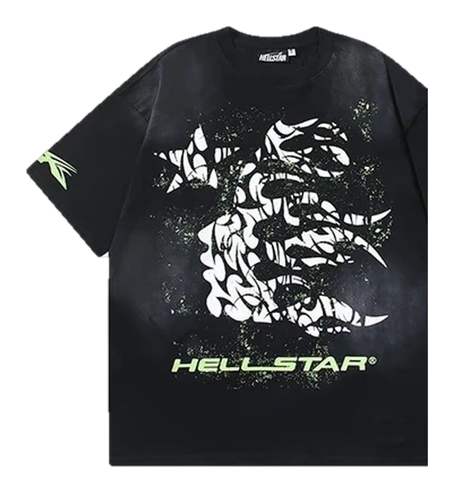 Hellstar-Style Washed Vintage Tee — Washed Black — No. 693