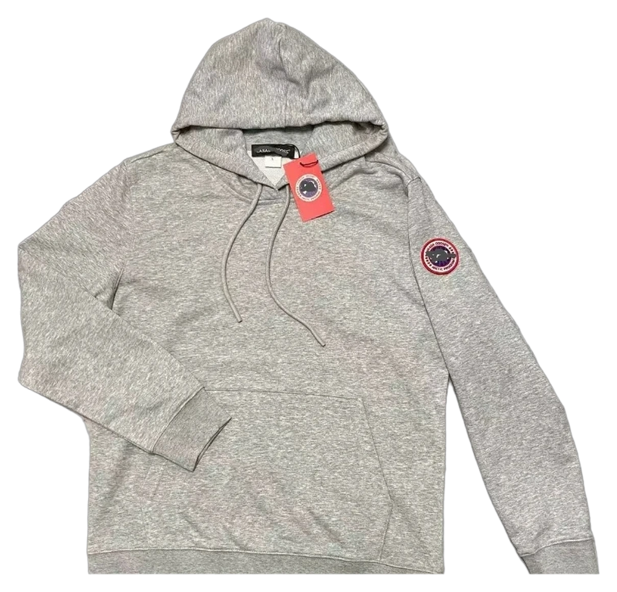 Heavyweight 370g Hoodie — Grey — Red tab