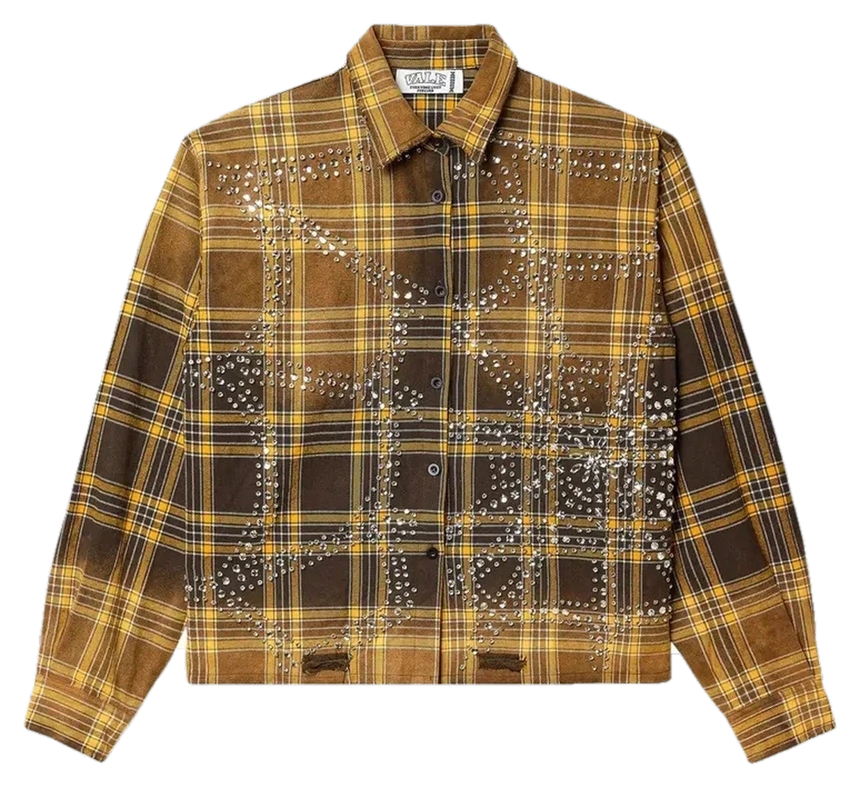 Rhinestone Plaid Shirt Jacket — Golden Amber