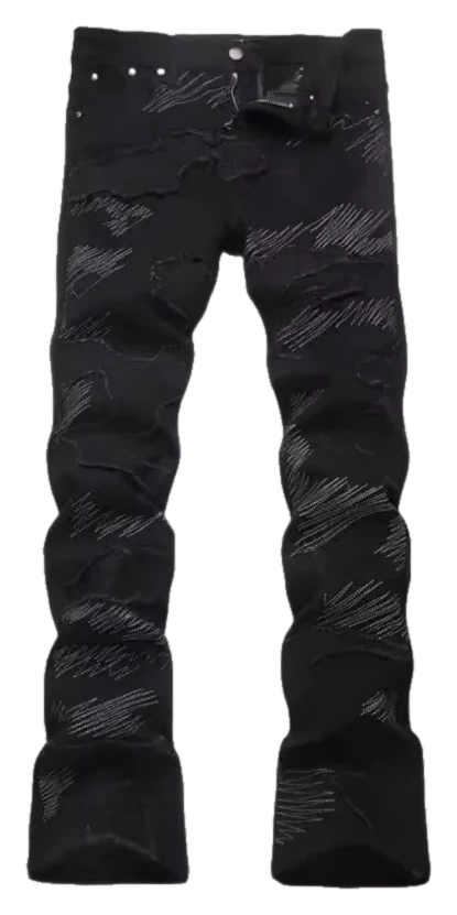 Distressed Embroidered Stretch Jeans — Wash No. 27