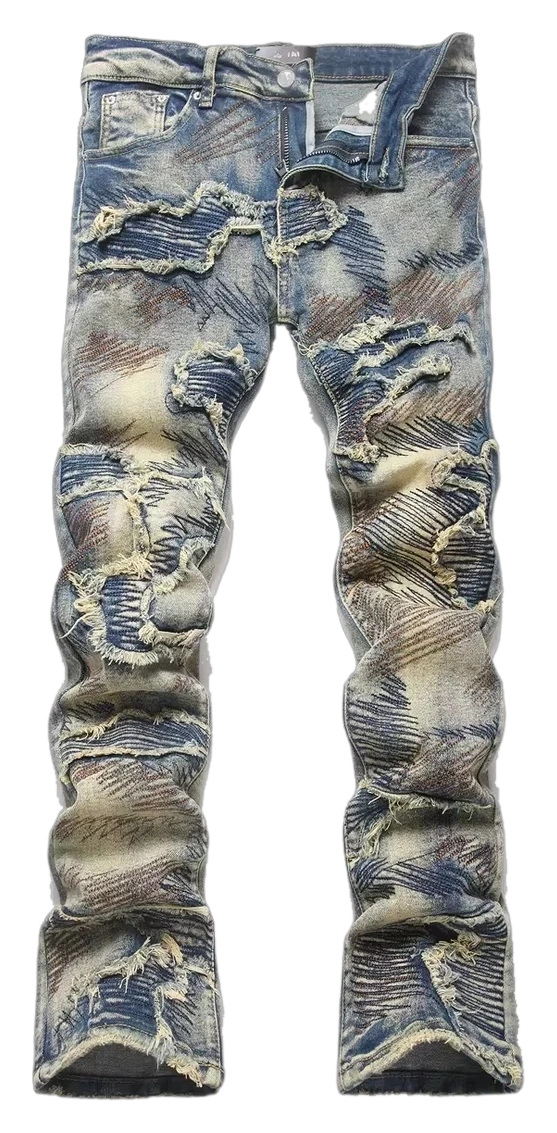 Distressed Embroidered Stretch Jeans — Wash No. 32