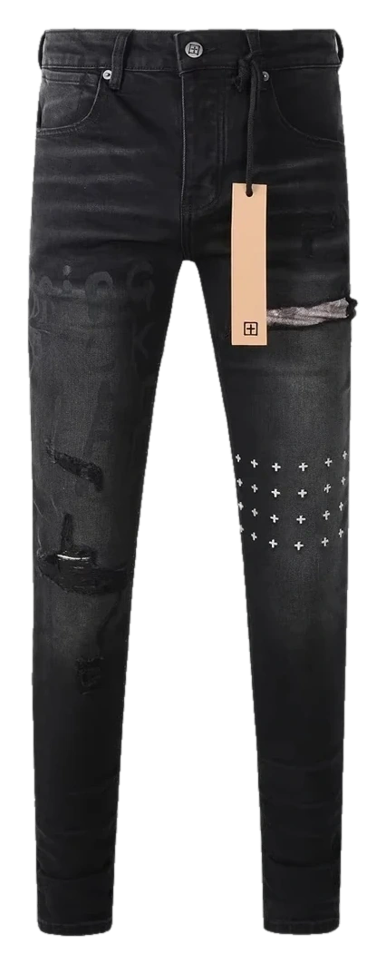 Distressed Embroidered Stretch Jeans — Wash No. 33