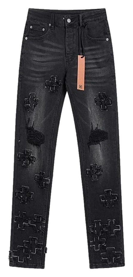 Distressed Embroidered Stretch Jeans — Wash No. 34