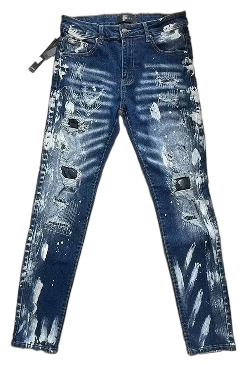Distressed Embroidered Stretch Jeans — Wash No. 47