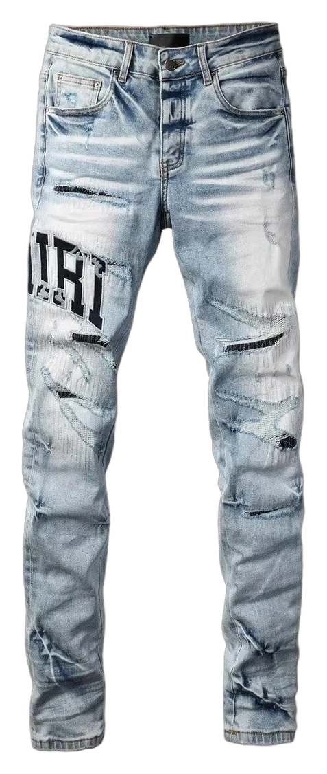 Distressed Embroidered Stretch Jeans — Wash No. 54