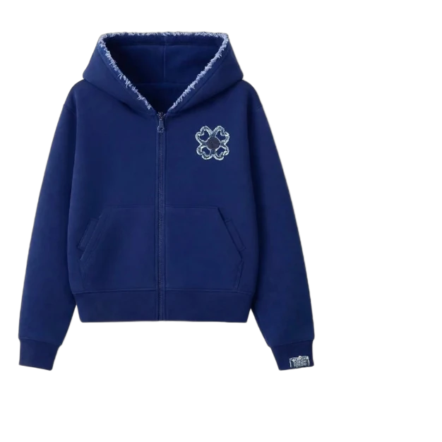 Clover Bloom Zip Hoodie — Royal Blue
