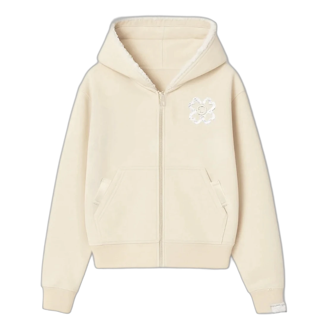 Clover Bloom Zip Hoodie — Apricot Cream